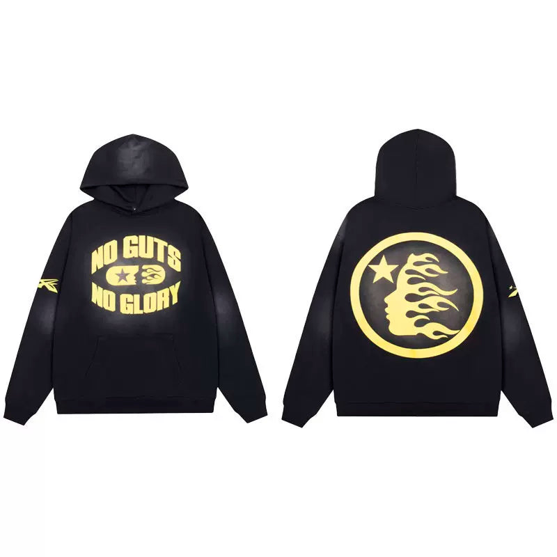 Hellstar Retro Washed Loose Hoodie Black/Yellow