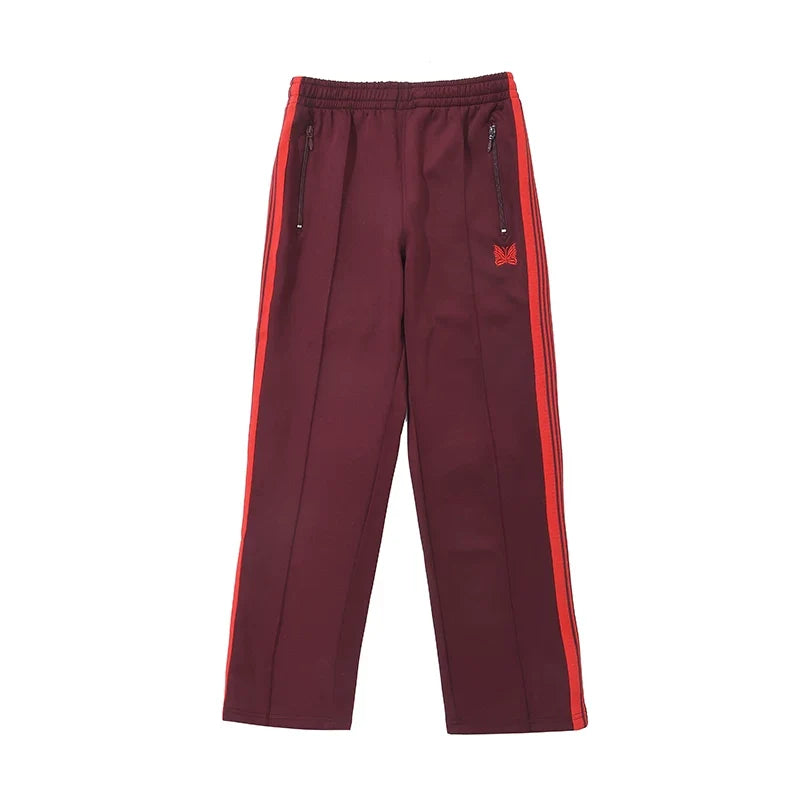 Needles Zebra Stripe Side Tape Track Pants Burgundy Red