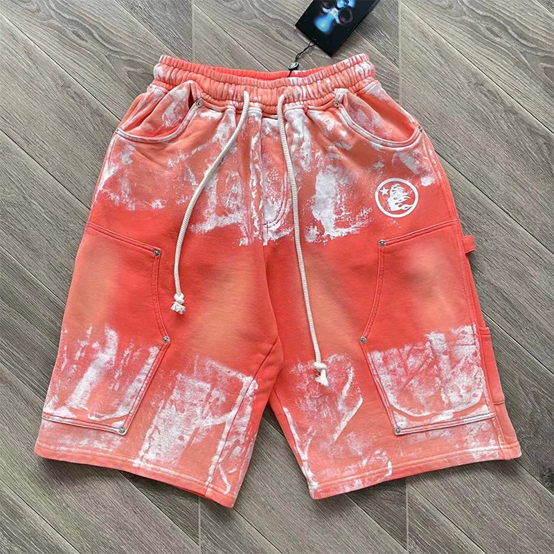 Hellstar Studios Snap Pentagram Shorts Orange