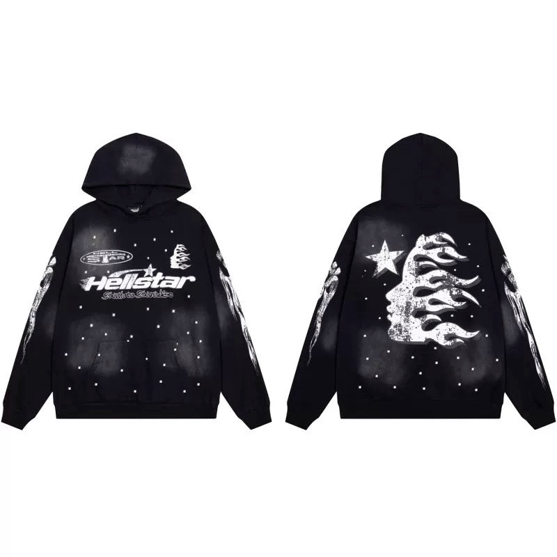 Hellstar Retro Loose Washed Hoodie Black