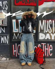 Urban Deconstructed Style Biker Jeans