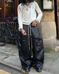 Matte Coated Big Pocket Cargo Pants