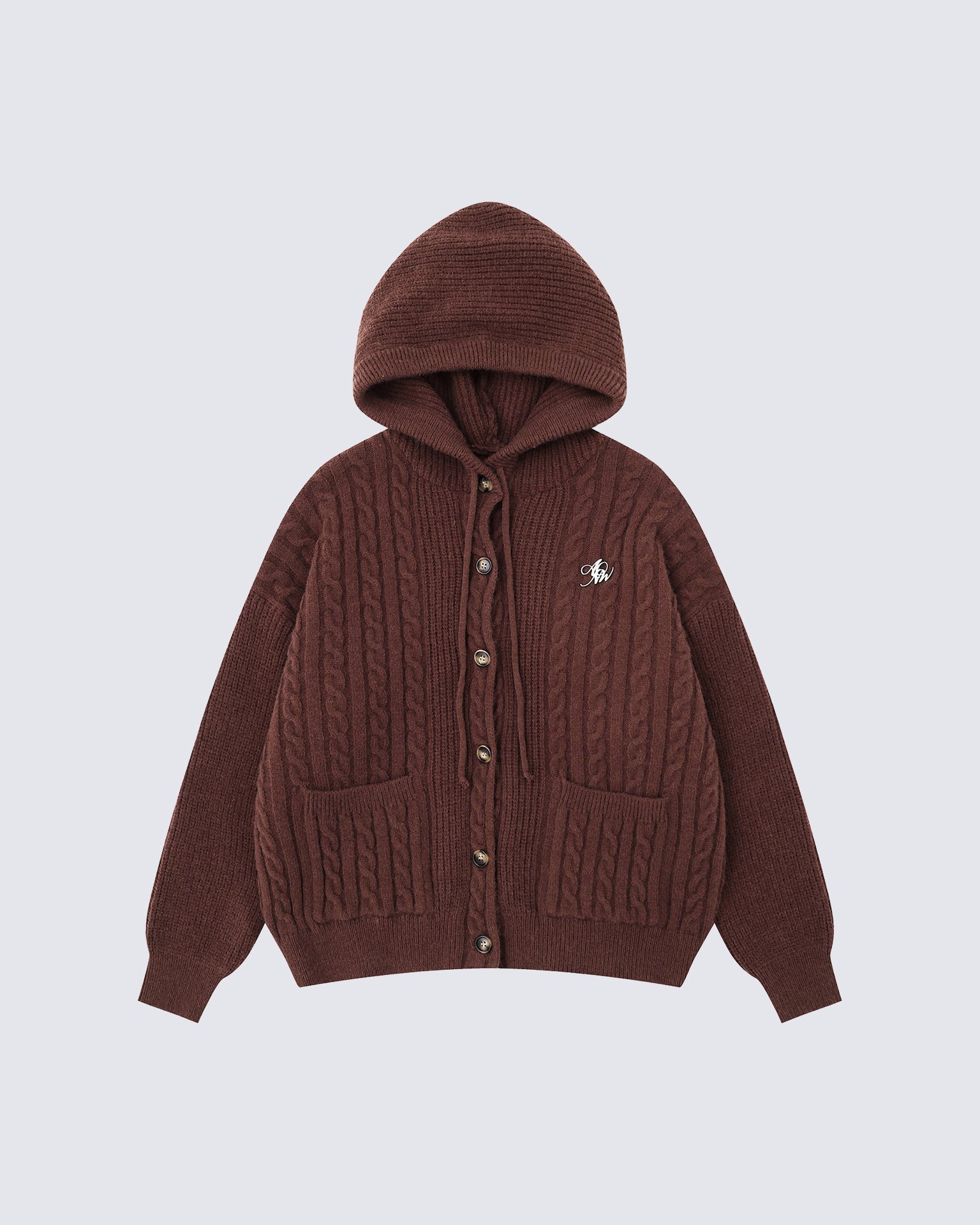 Unisex Drawstring Hooded Casual Knit Sweater