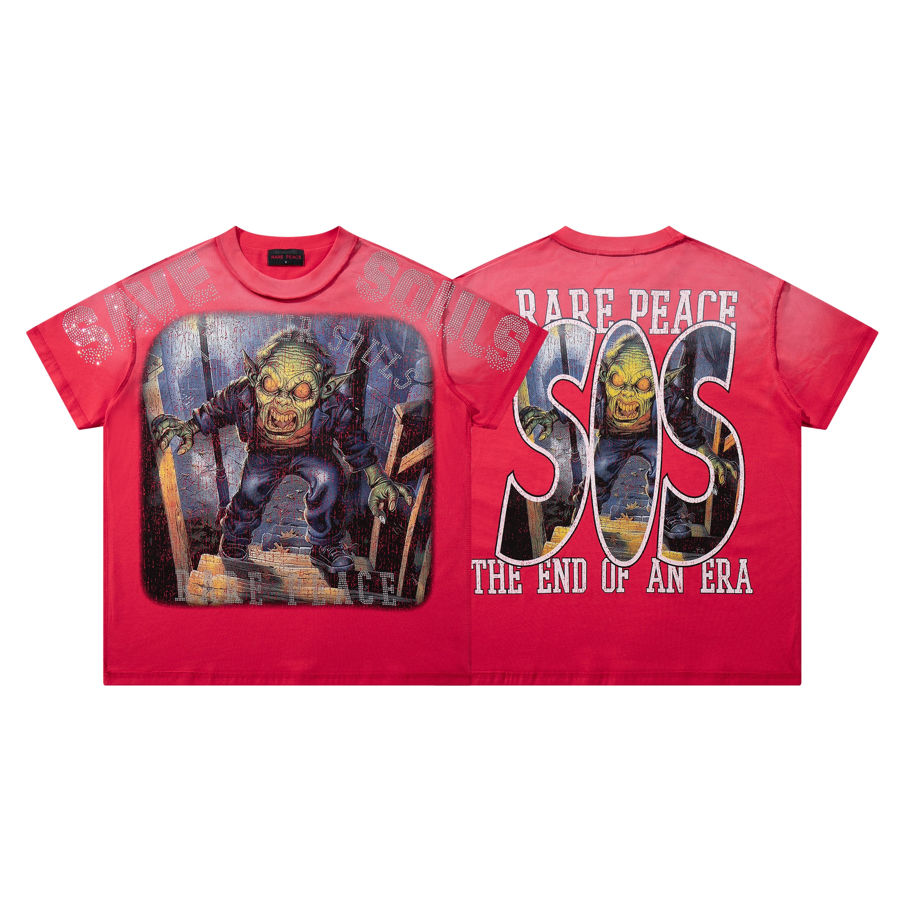 Rare Peace SOS Goblin Monster Graphic Streetwear Tee