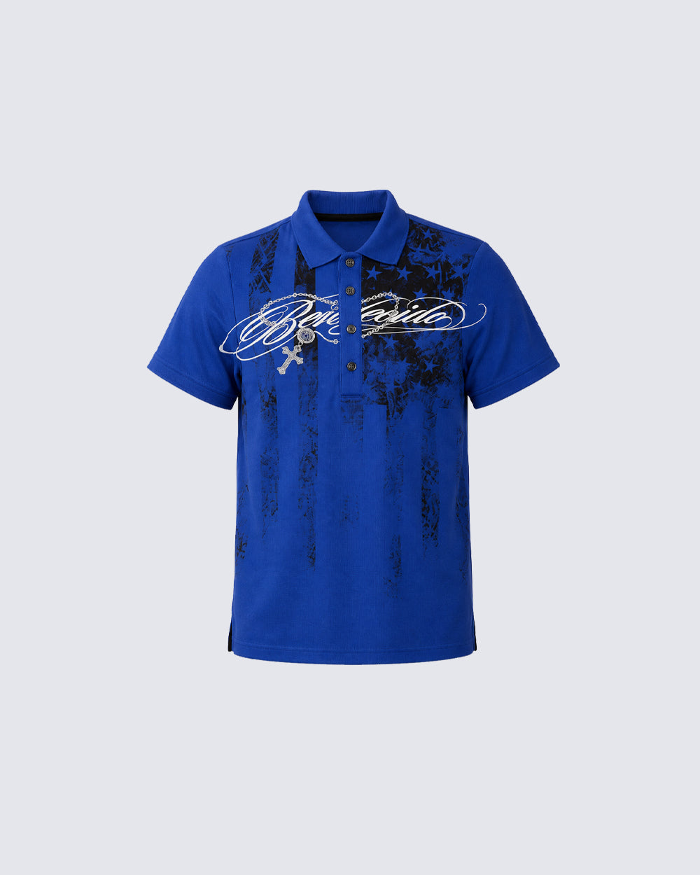 Retro Star-Spangle Print Street Short-Sleeved Polo Shirt