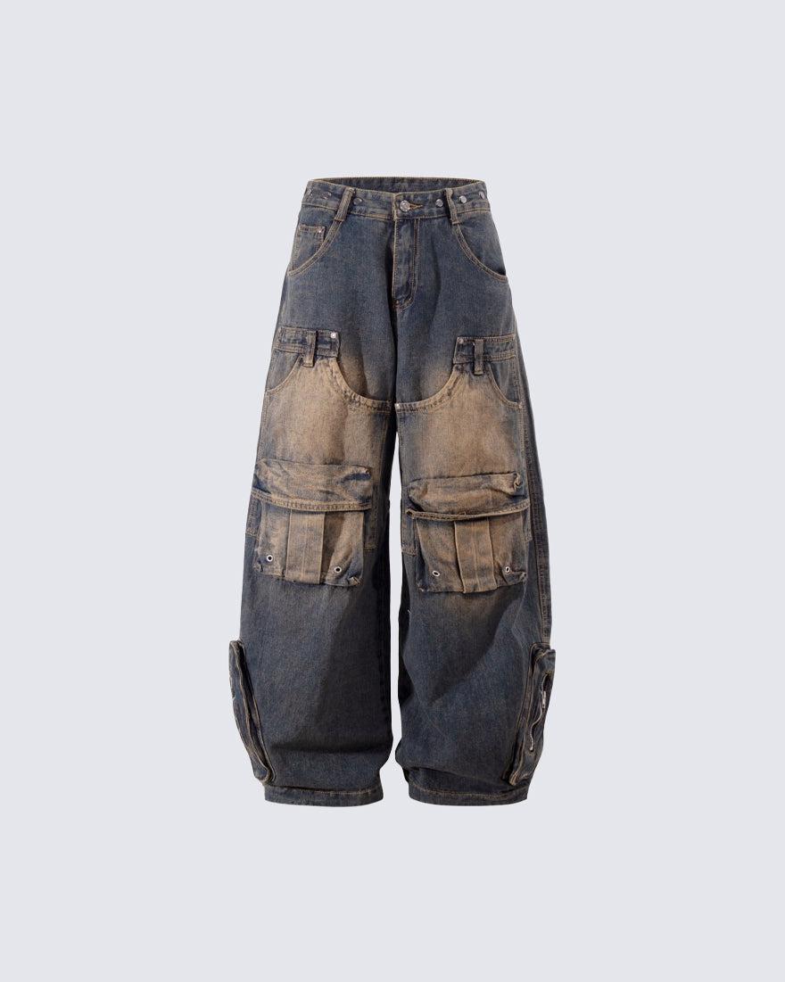 Distressed Wasteland Wide-Leg Bowie Jeans