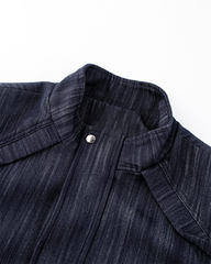 Denim Stand Collar Zip-Up Jacket
