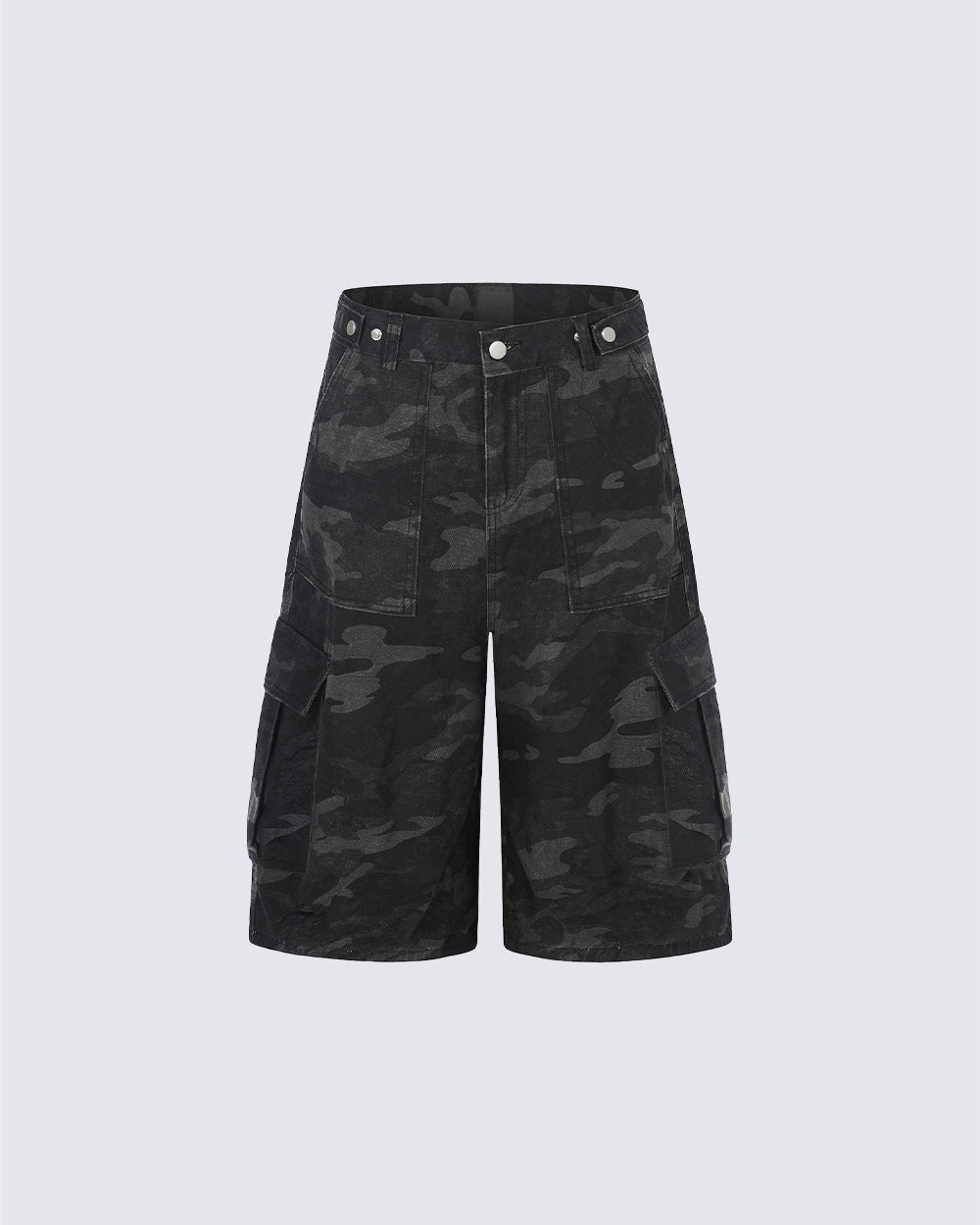 American Style Camouflage Cargo Wide Denim Shorts