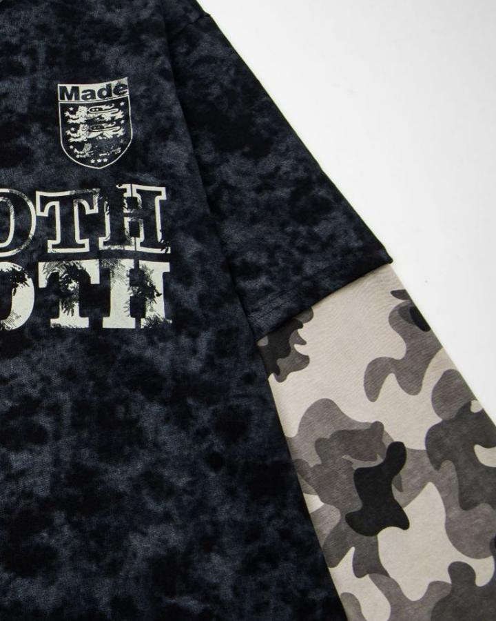 Camouflage Layered Long-Sleeve Polo Shirt