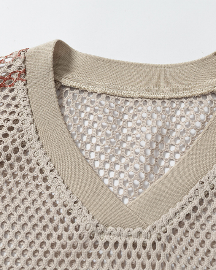 Simple Versatile Number Print Sheer Balloon Top
