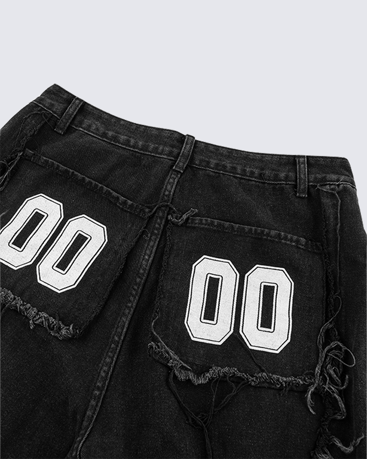 Gothic Spiral Distressed Convertible Jeans
