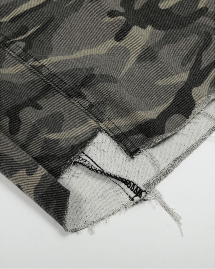 Camouflage Distressed Cargo Shorts