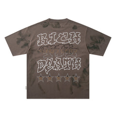 BKYS Dreadlock Skull Cash Brown Washed Oversized Graphic T‑Shirt