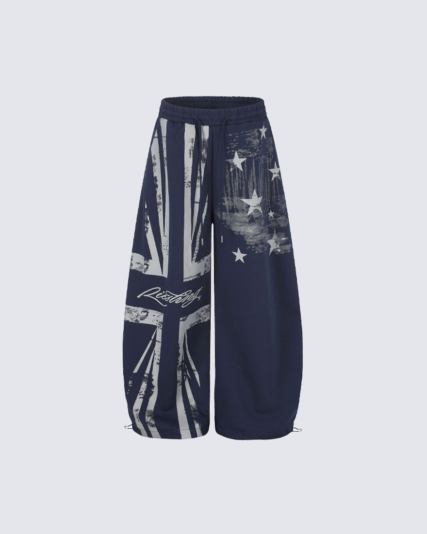 American Retro Trendy Brand Curved Wide-Leg Pants