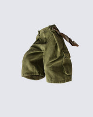 Washed Cargo Denim 8/10 Pants w/ Detachable Bandana