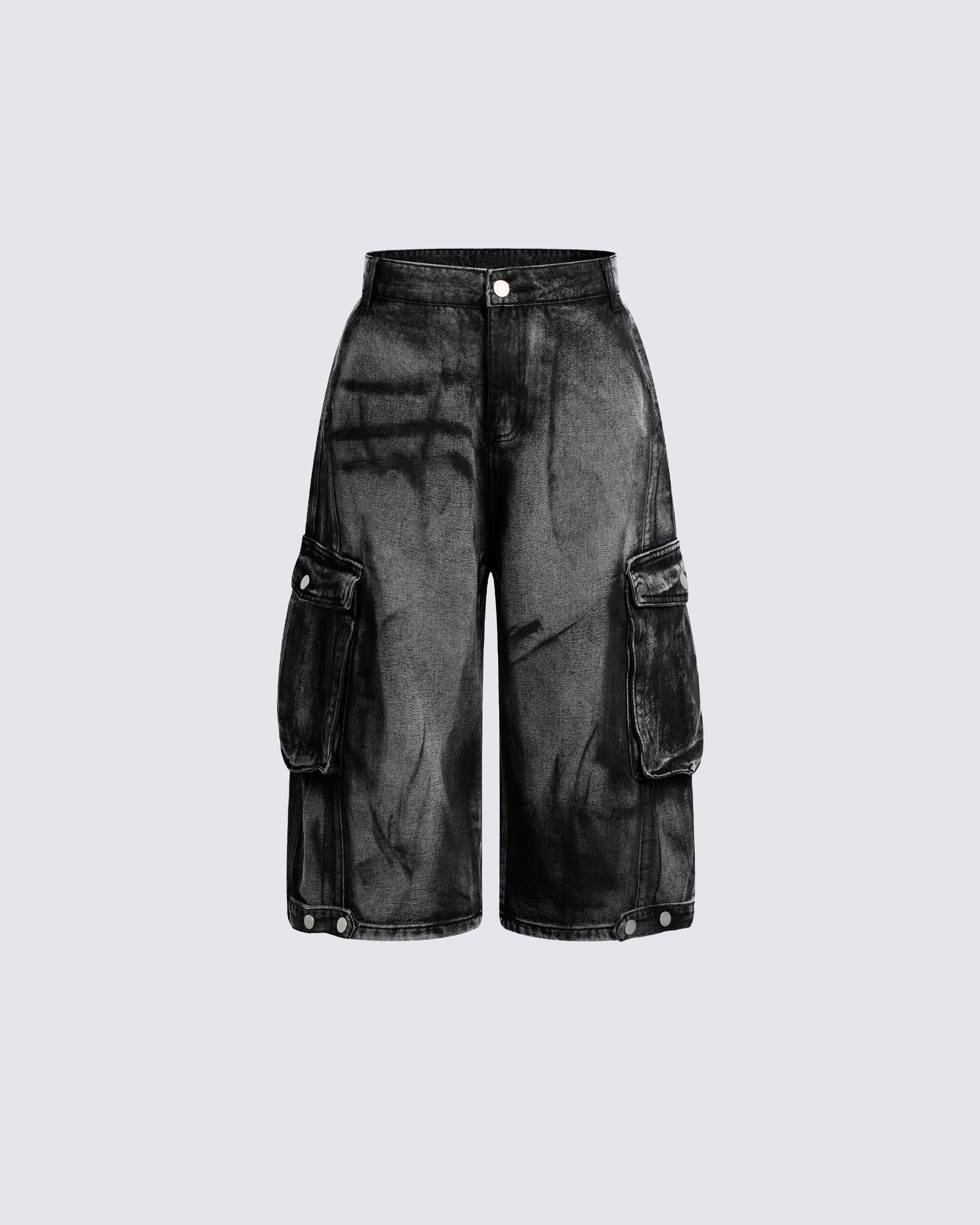 Distressed Workwear Denim Capri Pants
