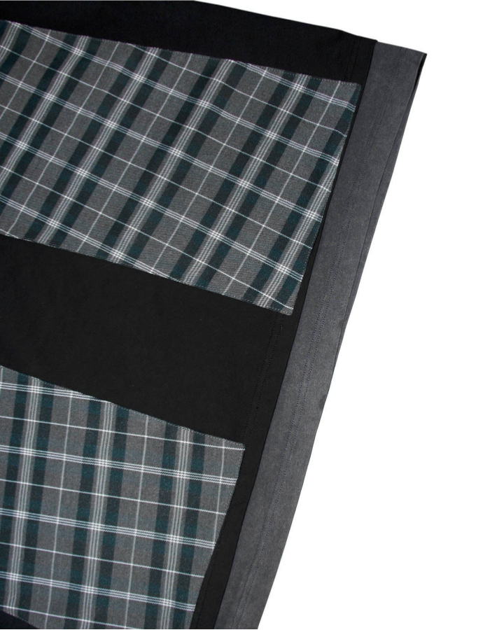 Retro-Inspired  Niche Plaid Faux Two-Piece Short-Sleeved T-Shirt