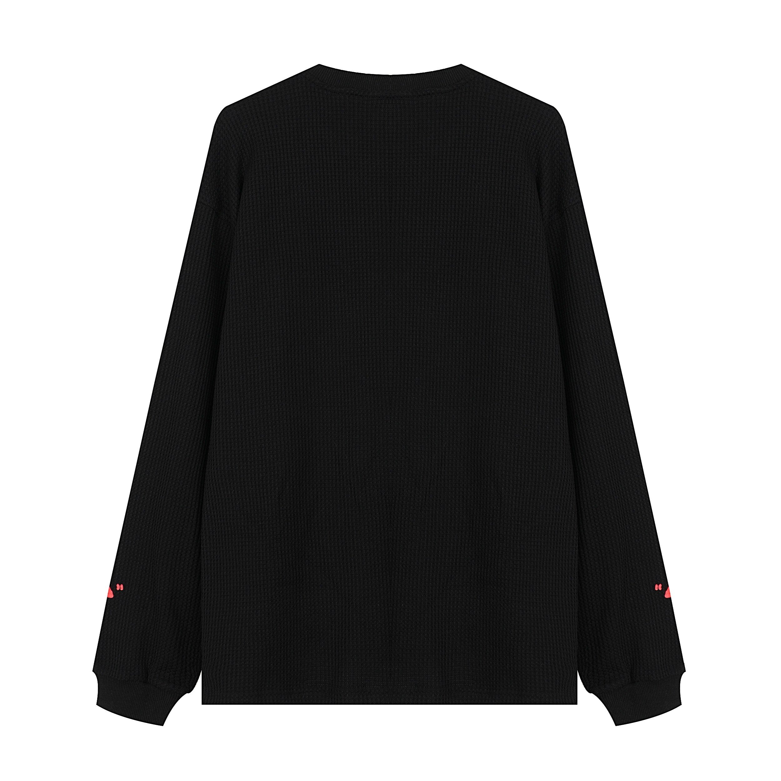 Omirad Waffle Knit Lips Graphic Long Sleeve Tee