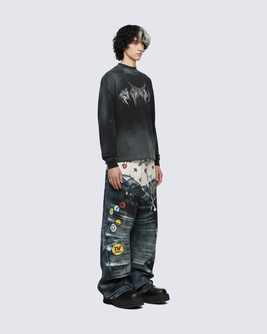 KIIKIO Vintage Washed Graphic Long-Sleeve Tee