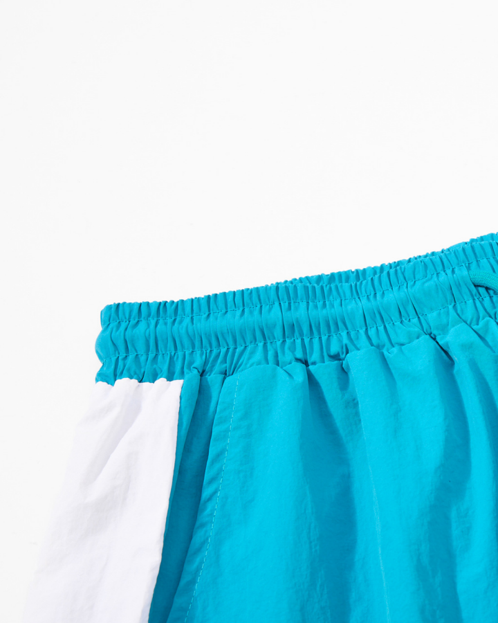 Vintage Colorblock Graphic Track Shorts