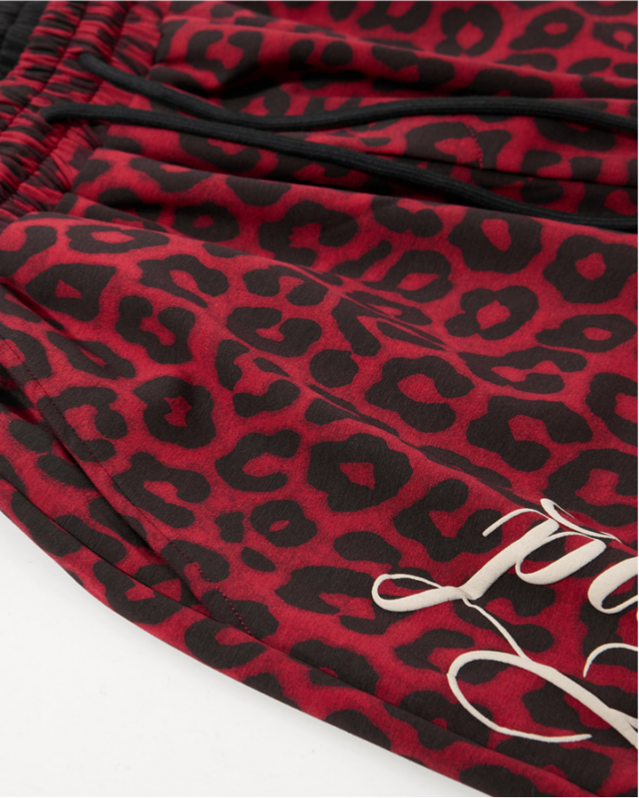American High Street Style Leopard Print And Letter Print Capri Pants