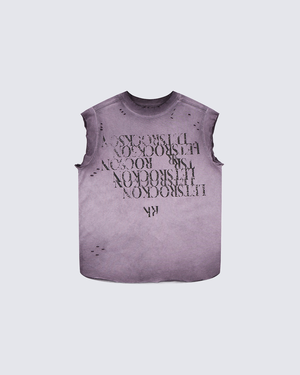 Grunge Washed Raw Edge Sleeveless Graphic Tee