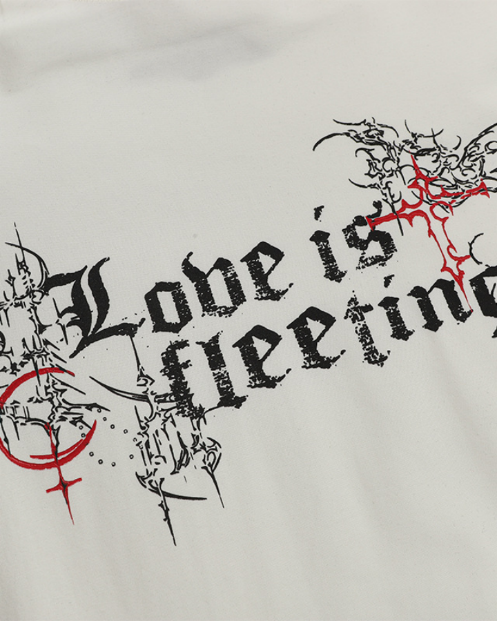 Gothic Graphic Long Sleeve Tee With Lettering