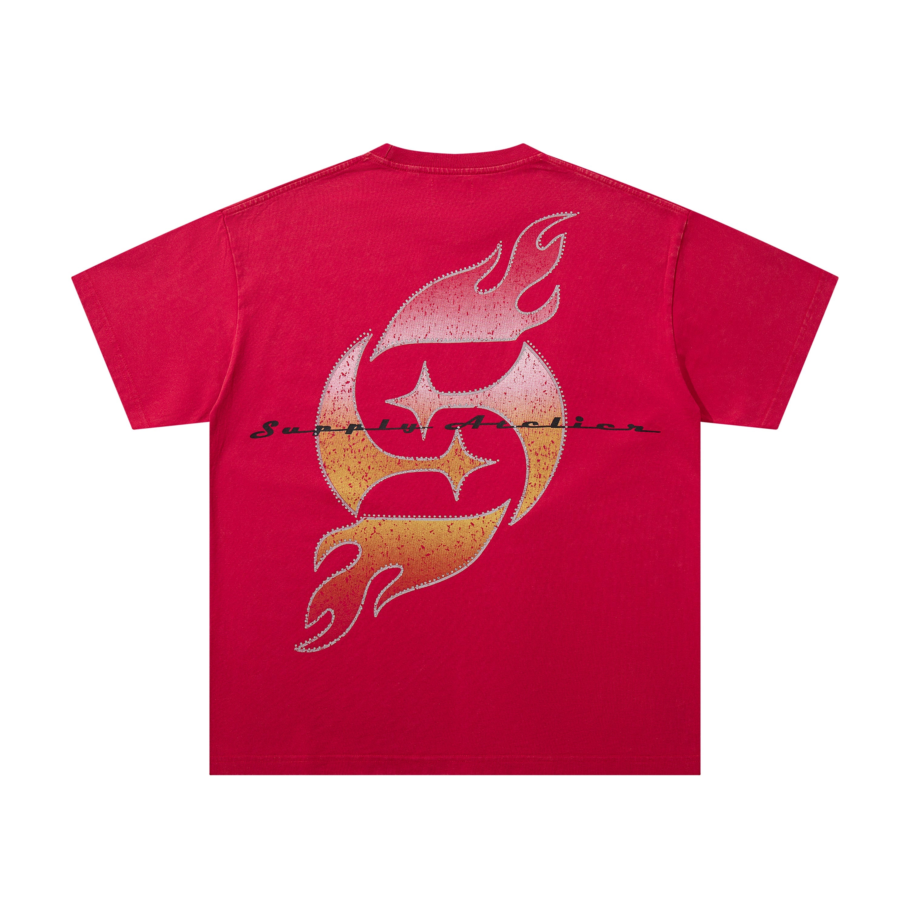 SUPPLY Angel Dragon Flame Graphic Oversized Red T-Shirt