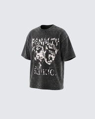 American Washed Distressed Graphic Oversized T-Shirt