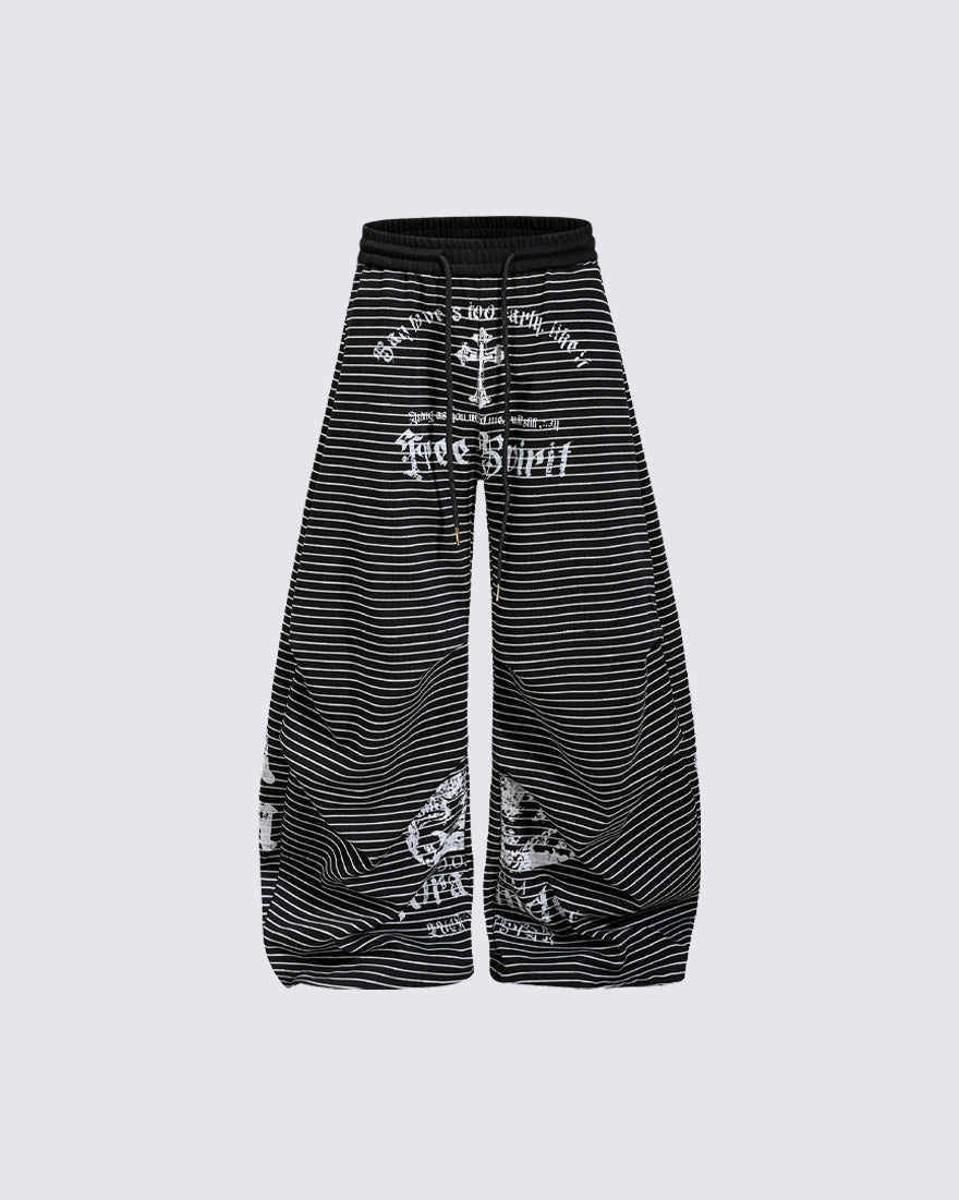 Striped Gothic Graphic Wide Pants
