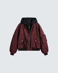 Black Layered Hooded Couple Jacket