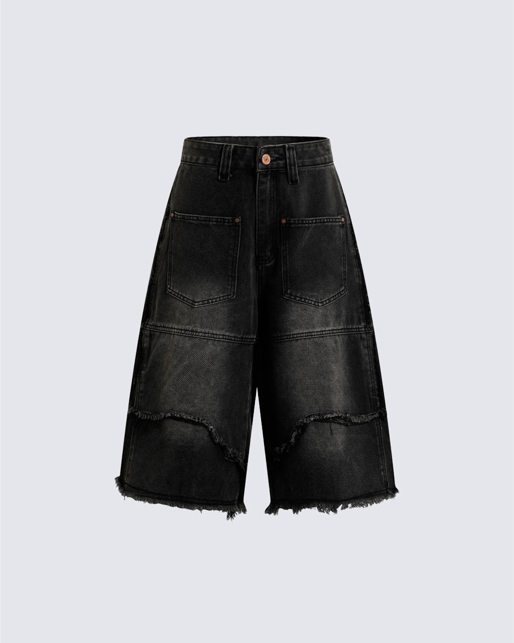 American Vintage Frayed Panel Denim Shorts