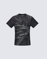 Y2K Light Asian Slim Graphic Stretch Tee New