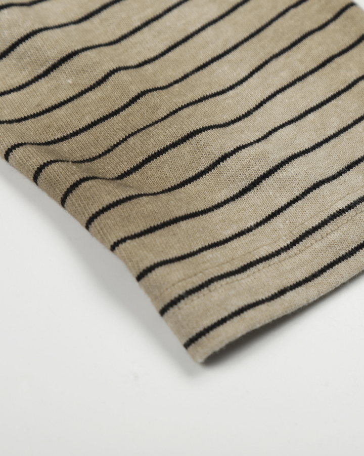 Graphic Print Long-Sleeve Tee with Striped Sleeves