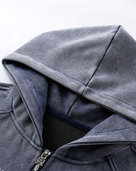 American Street Distressed Print Zip-Up Hoodie
