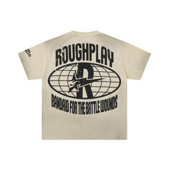 Roughplay Stay Young Wild Fractured Skull‑Face Circular Distressed Tee