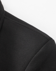 Black Wool-Blend Structured Zip-Up Jacket