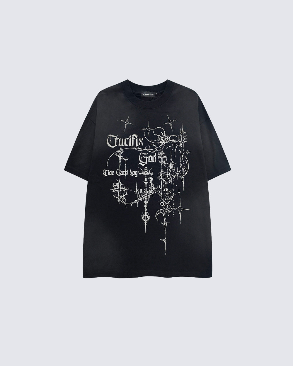Gradient Gothic Cross Graphic Oversized T-shirt