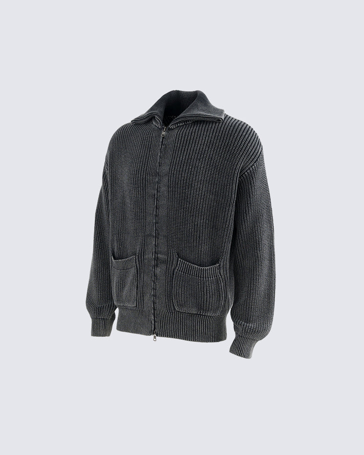 New Simple Solid Color Pocket Knit Sweater