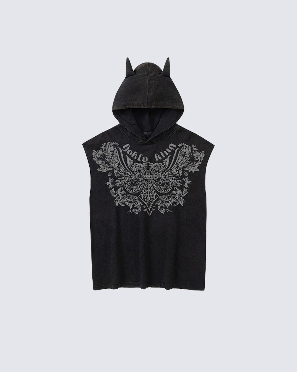 Gothic Hooded Sleeveless Denim Top