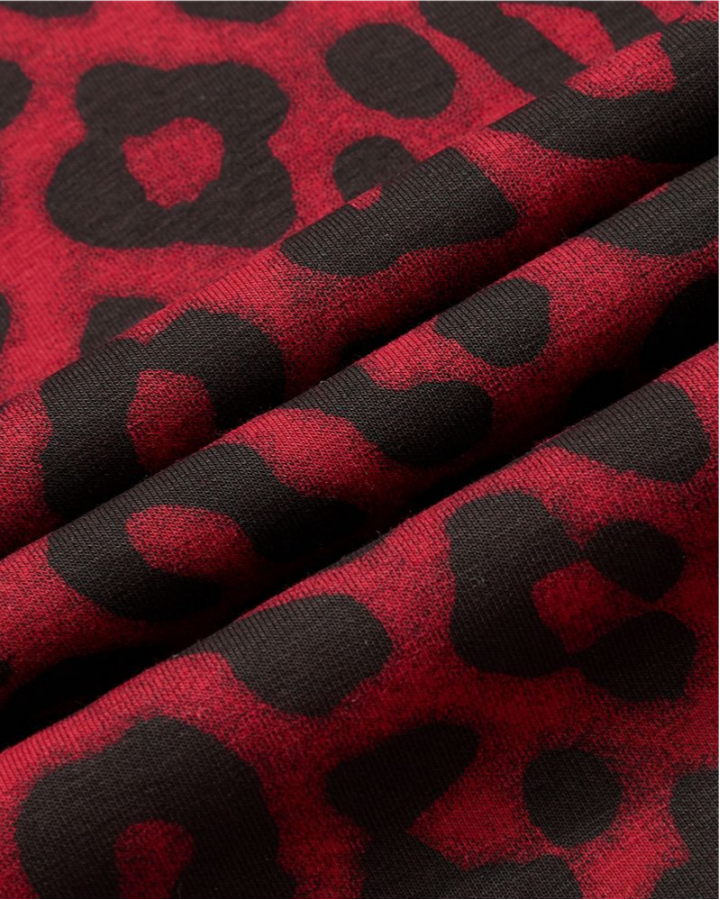 American High Street Style Leopard Print And Letter Print Capri Pants