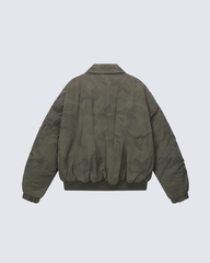 Ruched Sleeve Fleece-Lined Bomber Jacket