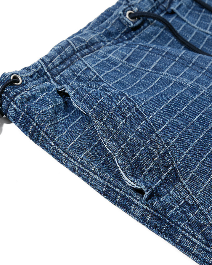 Summer Distressed Plaid Pleated Loose-Fitting Trousers