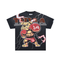 DUAA Boxing Bulldog Lightning Rhinestone Vintage Graphic Tee