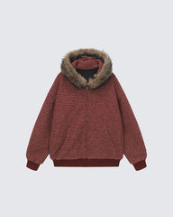 High-Street Striped Loose Hooded Sweatshirt