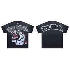 DUAA Roaring Tiger Rhinestone‑Style Graffiti Graphic Tee