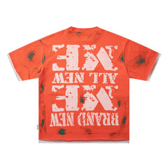 BKYS Brand New Me Orange Washed Oversized Graphic T‑Shirt