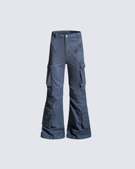 Cargo Zip Pocket Wide-Leg Pants