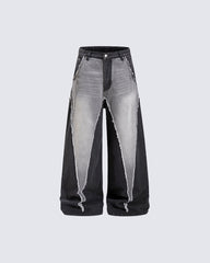 Vintage Washed Patchwork Denim Pants
