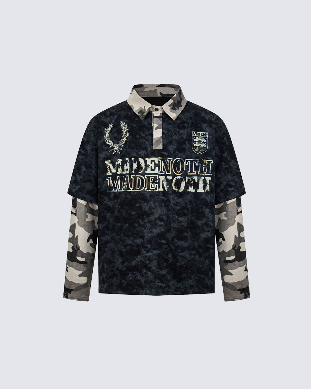 Camouflage Layered Long-Sleeve Polo Shirt